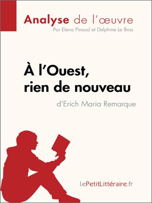 cover image of À l'Ouest, rien de nouveau d'Erich Maria Remarque (Analyse de l'oeuvre)